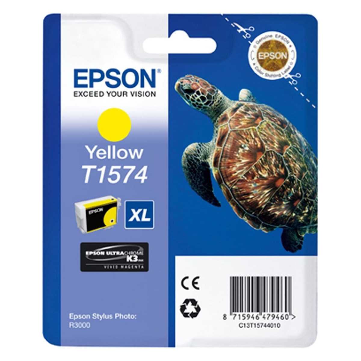 Epson T1574 Tortue Jaune Cartouche d'encre au meilleur prix Epson T1574 Tortue Jaune Cartouche d'encre au meilleur prix