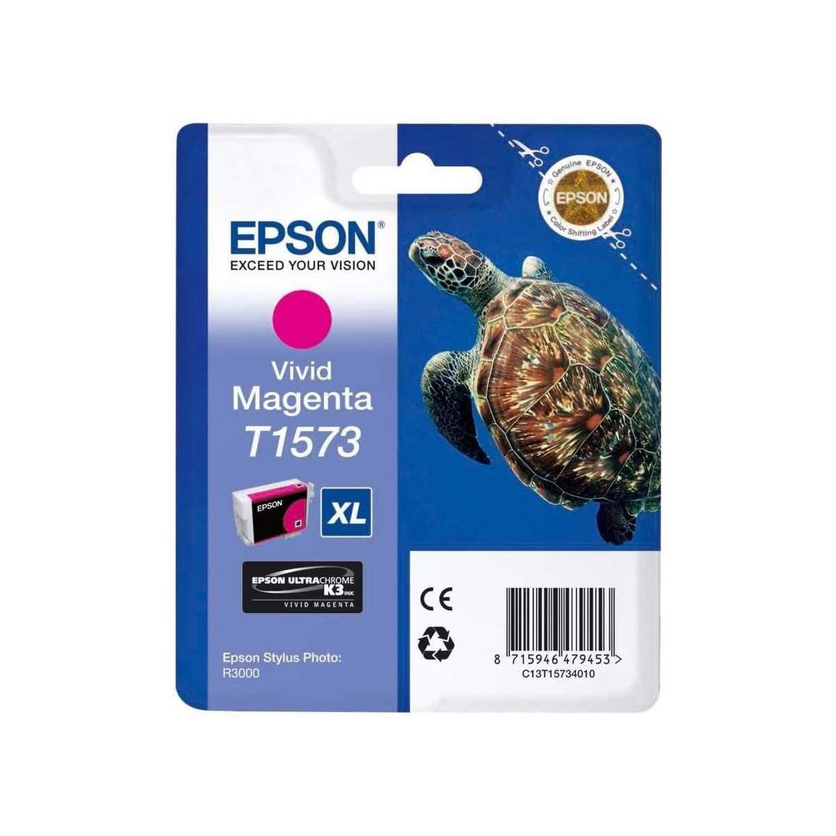Epson T1573 Tortue Magenta Cartouche d'encre au meilleur prix Epson T1573 Tortue Magenta Cartouche d'encre au meilleur prix