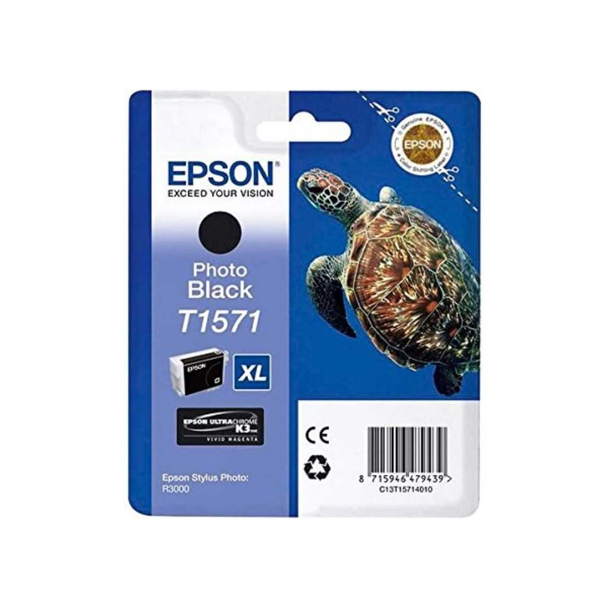 Epson T1571 Tortue Noir Photo Cartouche d'encre au meilleur prix Epson T1571 Tortue Noir Photo Cartouche d'encre au meilleur prix