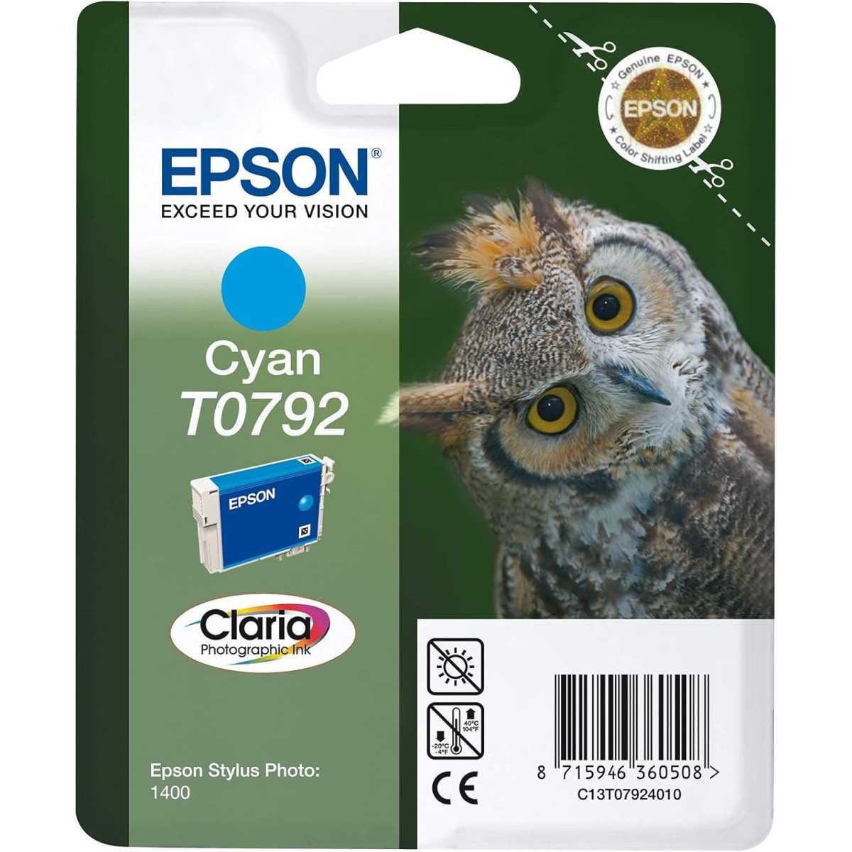 Epson T0792 Cyan Chouette Cartouche authentique au meilleur prix Epson T0792 Cyan Chouette Cartouche authentique au meilleur prix
