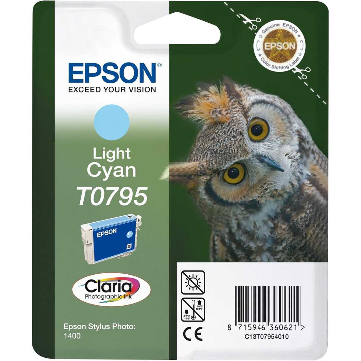 Epson T0795 Cyan clair Chouette Cartouche authentique au meilleur prix Epson T0795 Cyan clair Chouette Cartouche authentique au meilleur prix