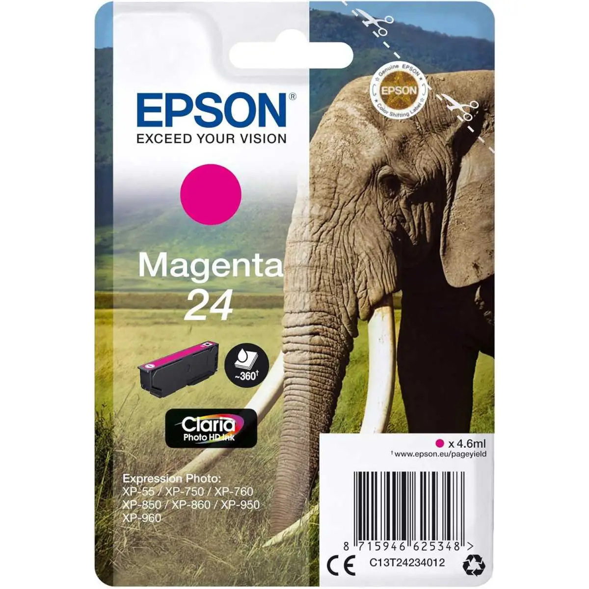 Epson 24 Magenta Éléphant cartouche d'encre d'origine au meilleur prix Epson 24 Magenta Éléphant cartouche d'encre d'origine au meilleur prix