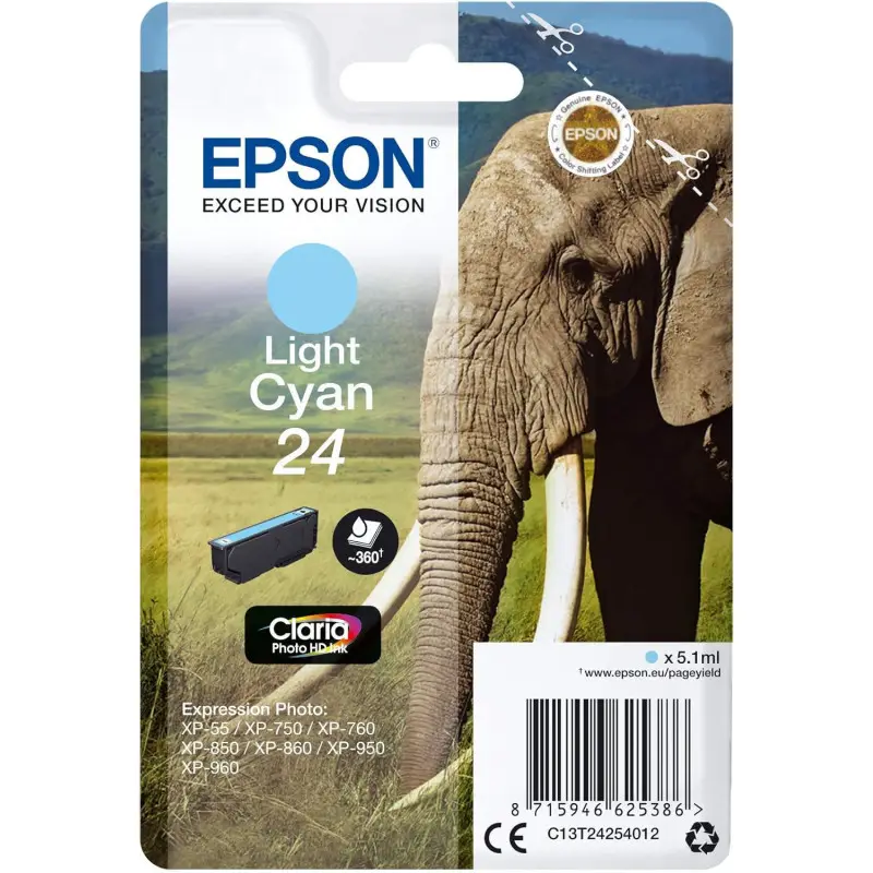 Epson 24 Cyan clair Eléphant Cartouche authentique au meilleur prix