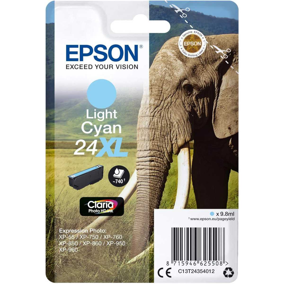 Epson 24XL Cyan clair Eléphant Cartouche authentique au meilleur prix Epson 24XL Cyan clair Eléphant Cartouche authentique au meilleur prix