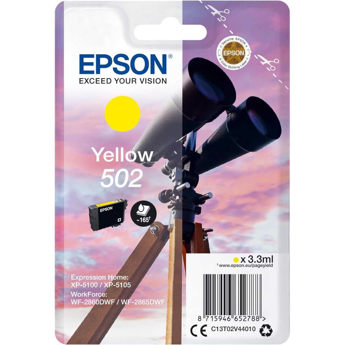 Epson 502 Jaune Jumelles Cartouche d'encre d'origine Epson 502 Jaune Jumelles Cartouche d'encre d'origine