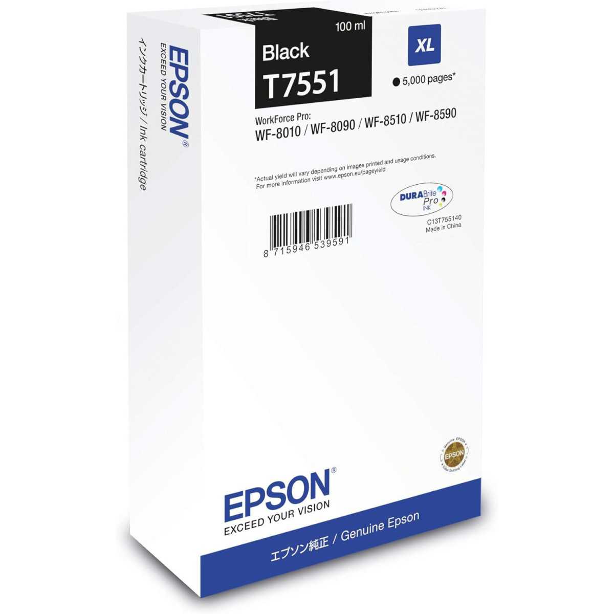 Epson T7551XL Noir Cartouche authentique au meilleur prix Epson T7551XL Noir Cartouche authentique au meilleur prix