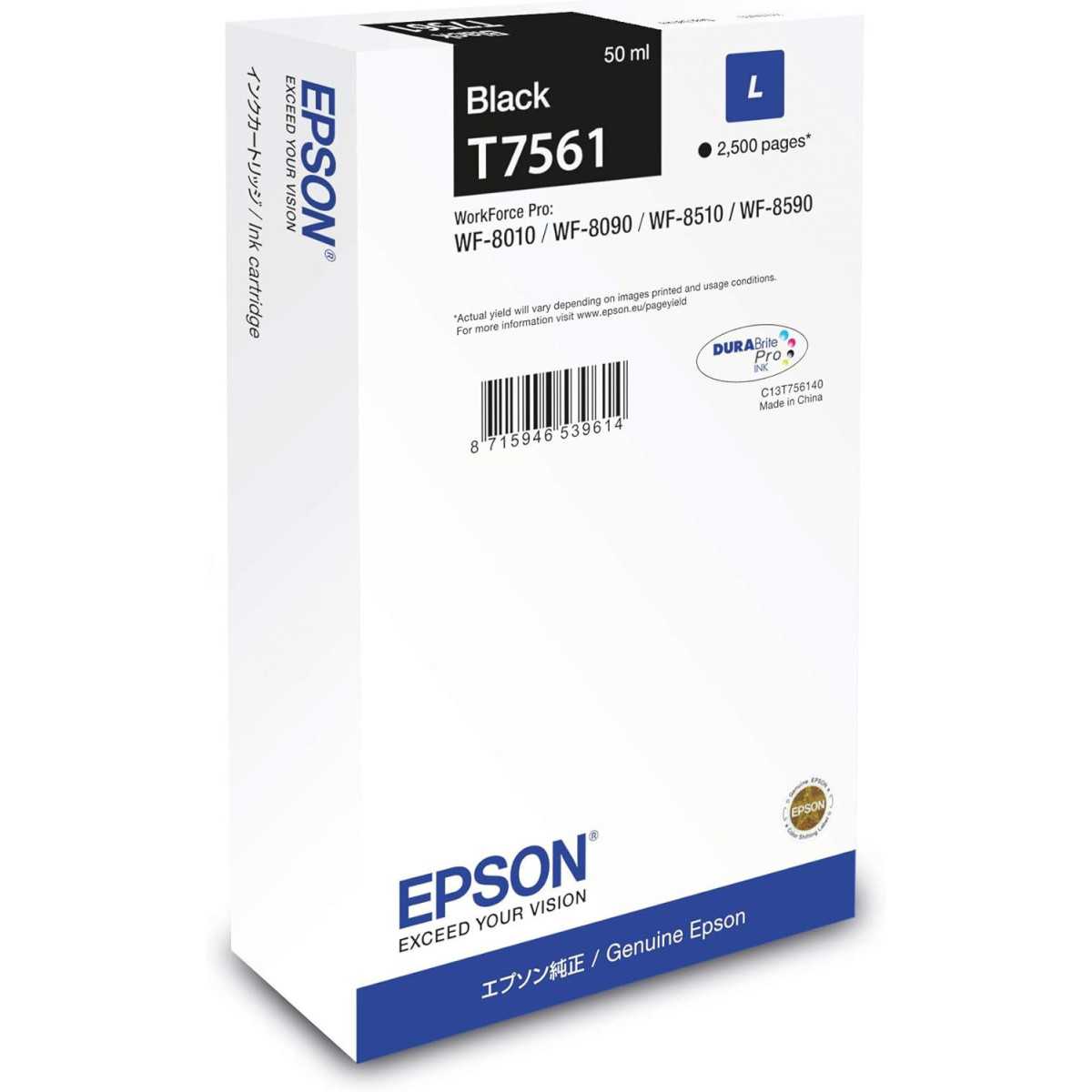 Epson T7561 Noir Cartouche d'encre d'origine au meilleur prix Epson T7561 Noir Cartouche d'encre d'origine au meilleur prix