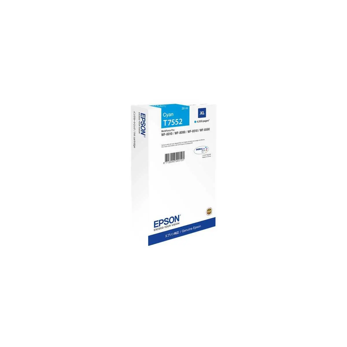 Epson T7552XL Cyan Cartouche authentique au meilleur prix Epson T7552XL Cyan Cartouche authentique au meilleur prix