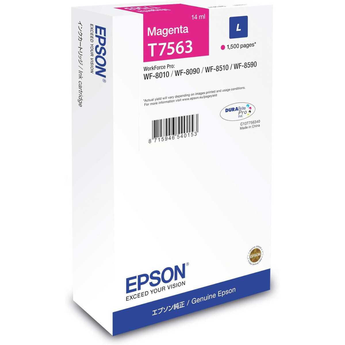 Epson T7563 Magenta Cartouche d'encre d'origine au meilleur prix Epson T7563 Magenta Cartouche d'encre d'origine au meilleur prix