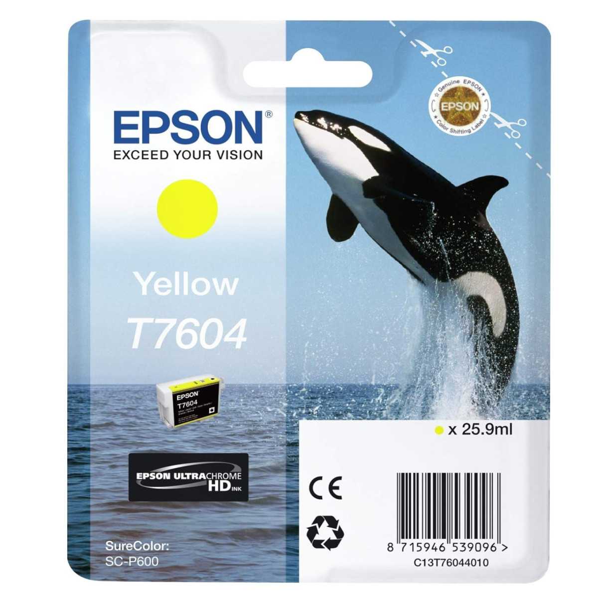 Epson T7604 Orque Jaune cartouche d'encre d'origine au meilleur prix Epson T7604 Orque Jaune cartouche d'encre d'origine au meilleur prix