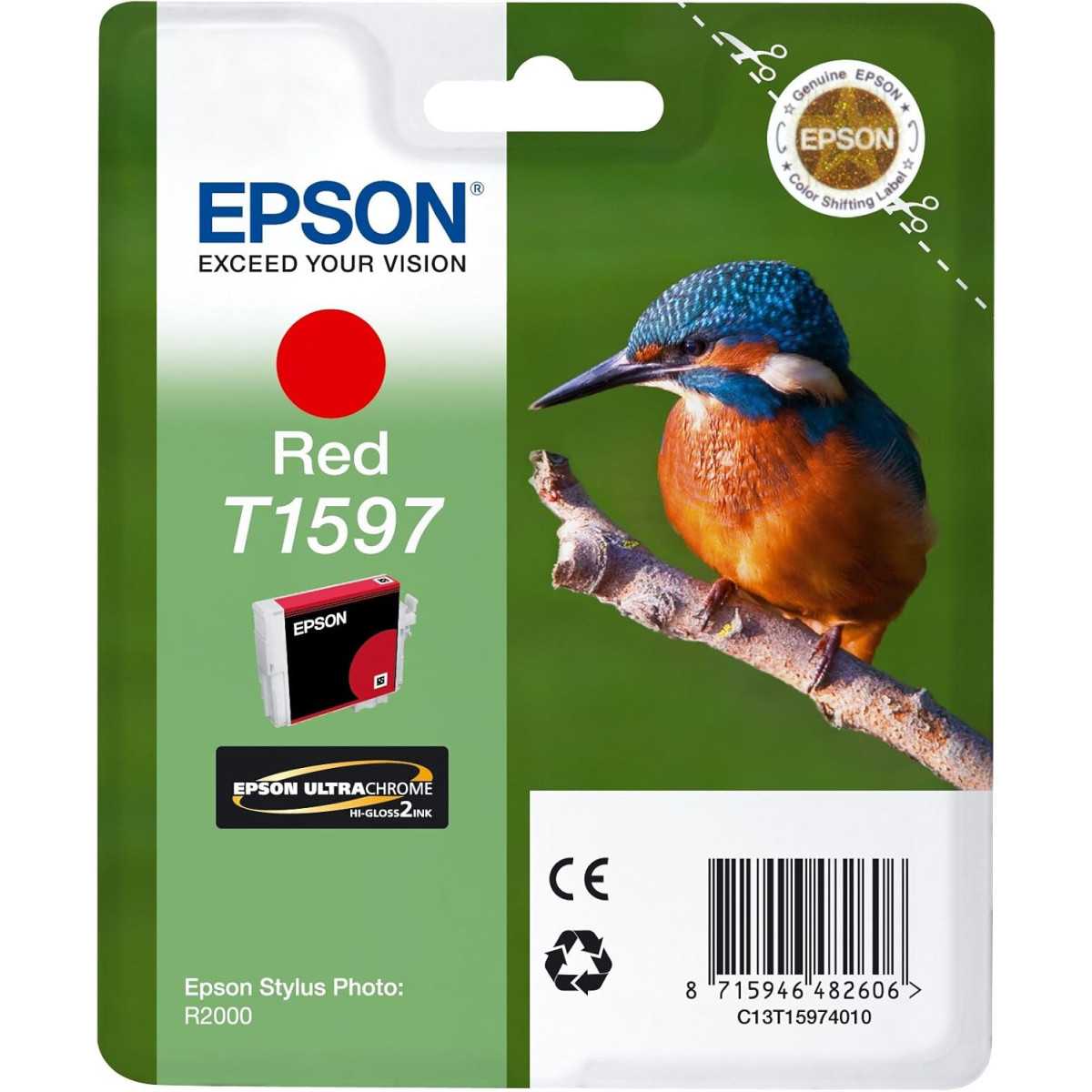 Epson T1597 Rouge Martin pêcheur Cartouche d'encre d'origine Epson T1597 Rouge Martin pêcheur Cartouche d'encre d'origine