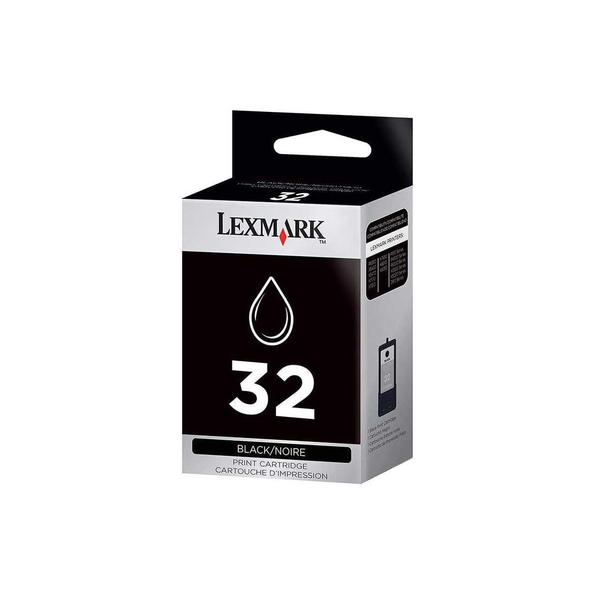 Lexmark 32 Noir Cartouche d'encre d'origine au meilleur prix. Lexmark 32 Noir Cartouche d'encre d'origine au meilleur prix.