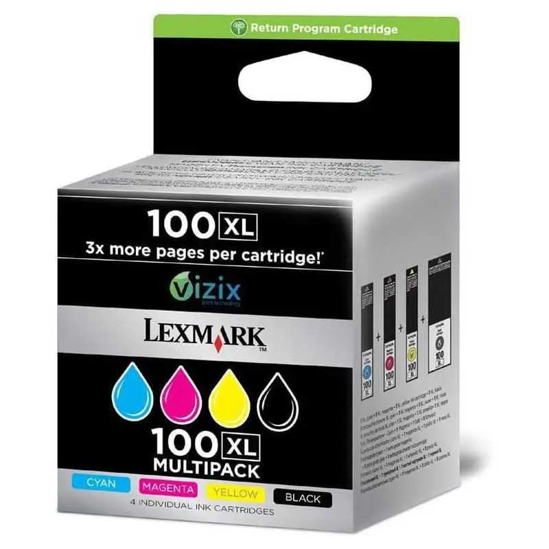 Lexmark 100XL Noir couleur Pack de 4 cartouches au meilleur prix Lexmark 100XL Noir couleur Pack de 4 cartouches au meilleur prix
