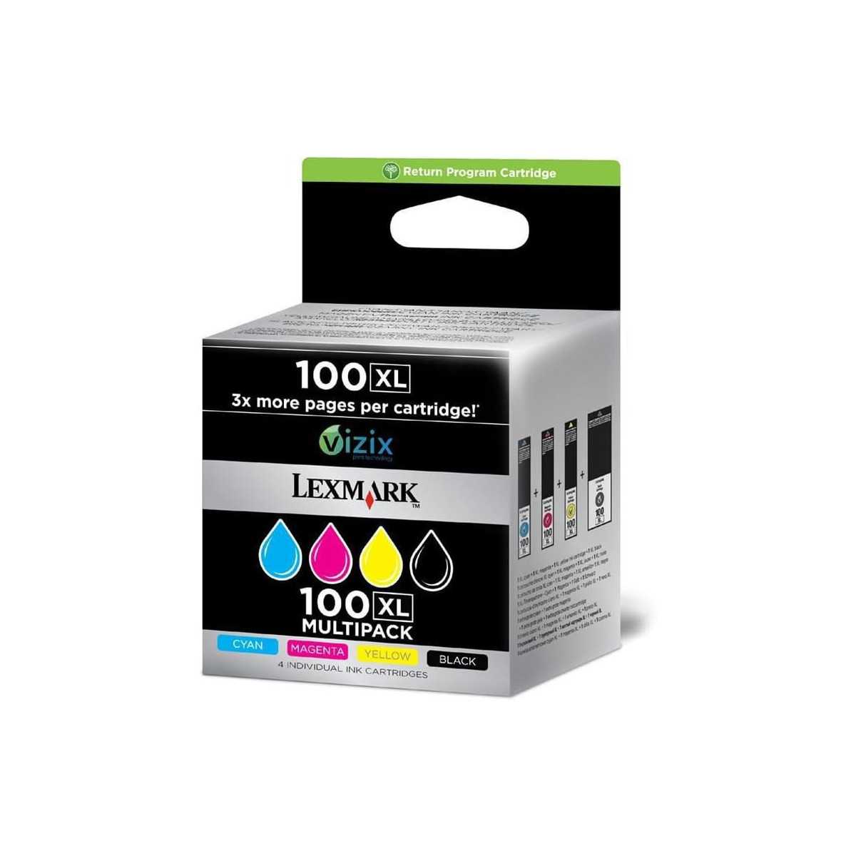Lexmark 100XL Noir couleur Pack de 4 cartouches au meilleur prix Lexmark 100XL Noir couleur Pack de 4 cartouches au meilleur prix