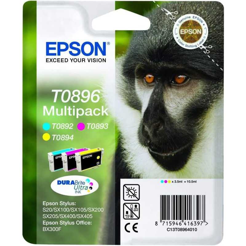 Epson T0896 Couleur Singe Pack de 3 cartouches au meilleur prix