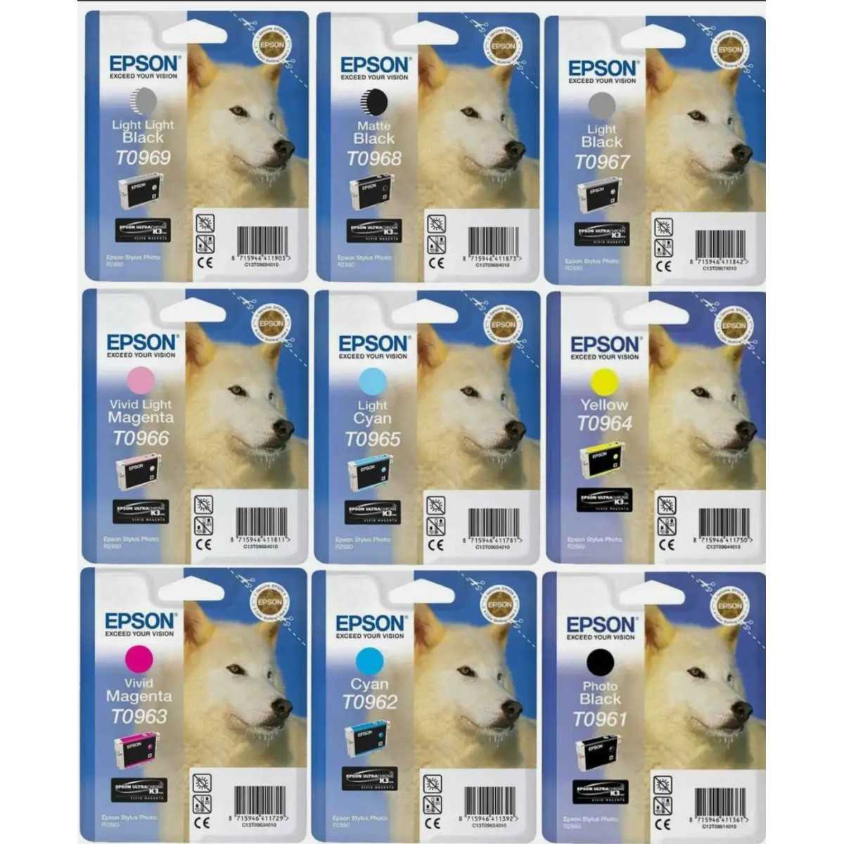 Epson T096 Loup Noir couleur Pack de 9 cartouches au meilleur prix Epson T096 Loup Noir couleur Pack de 9 cartouches au meilleur prix
