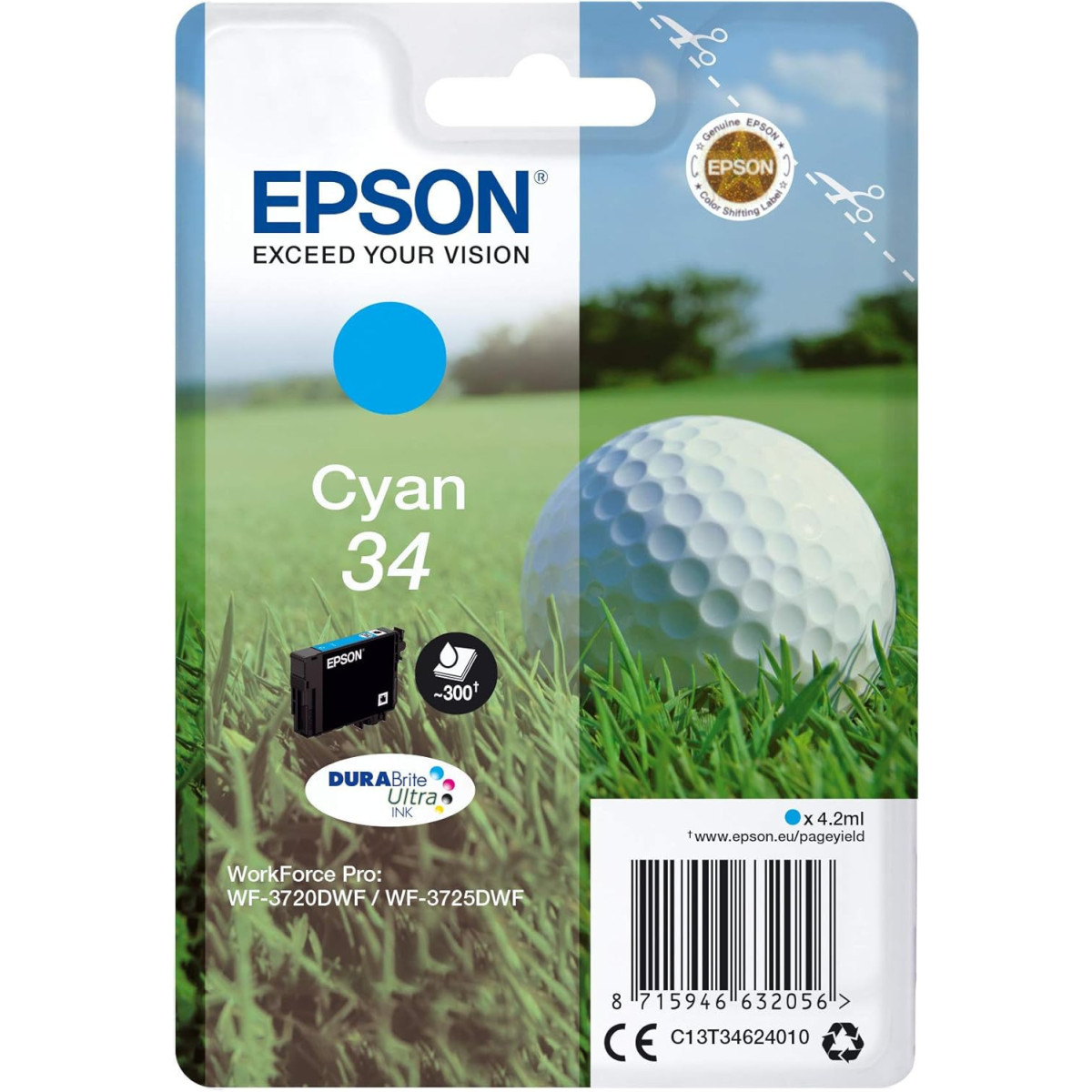 Epson 34 Cyan Balle de golf Cartouche authentique au meilleur prix