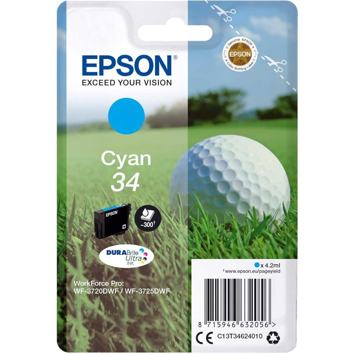 Epson 34 Cyan Balle de golf cartouche d'encre d'origine au meilleur prix Epson 34 Cyan Balle de golf cartouche d'encre d'origine au meilleur prix