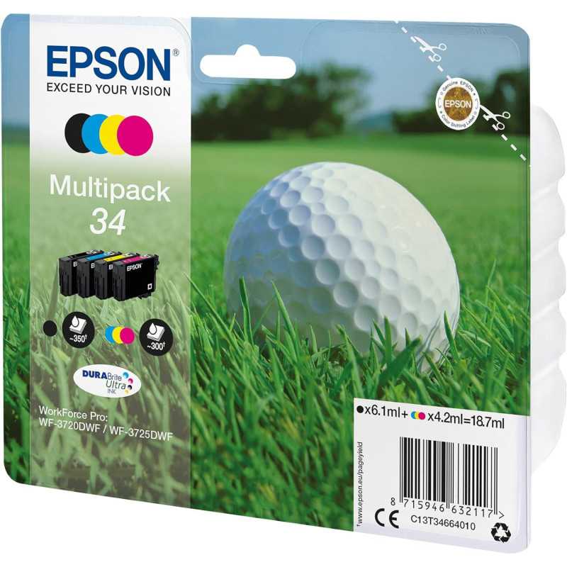 Epson 34 Noir couleur Balle de golf Pack 4 cartouches au meilleur prix