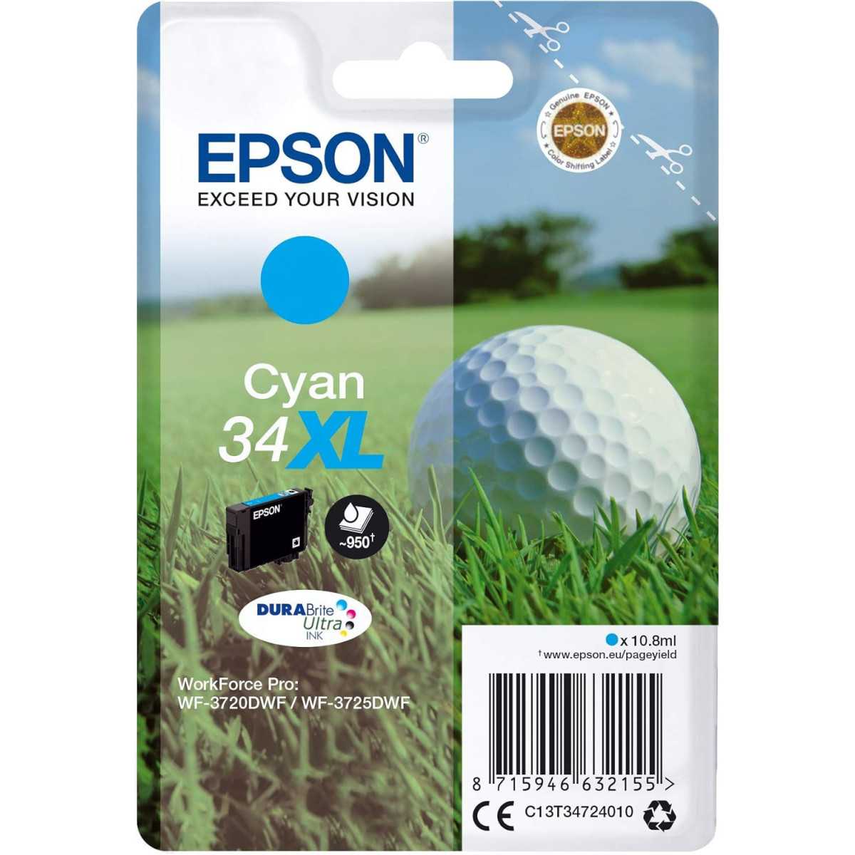 Epson 34XL Cyan Balle de golf cartouche d'origine au meilleur prix