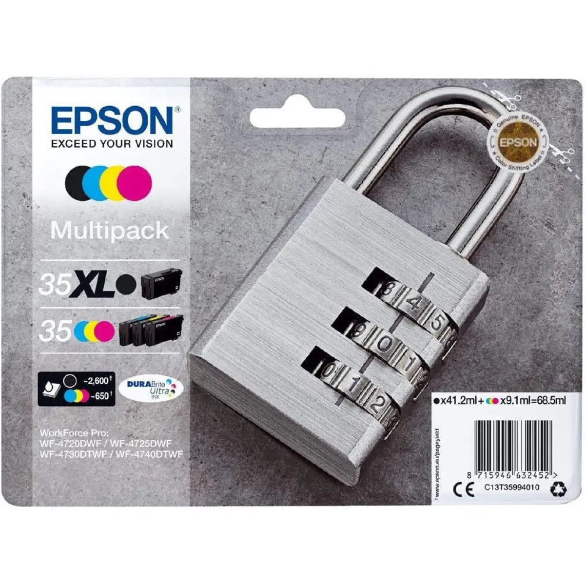 Epson 35XL Noir couleur Cadenas Pack de cartouches authentiques au meilleur prix