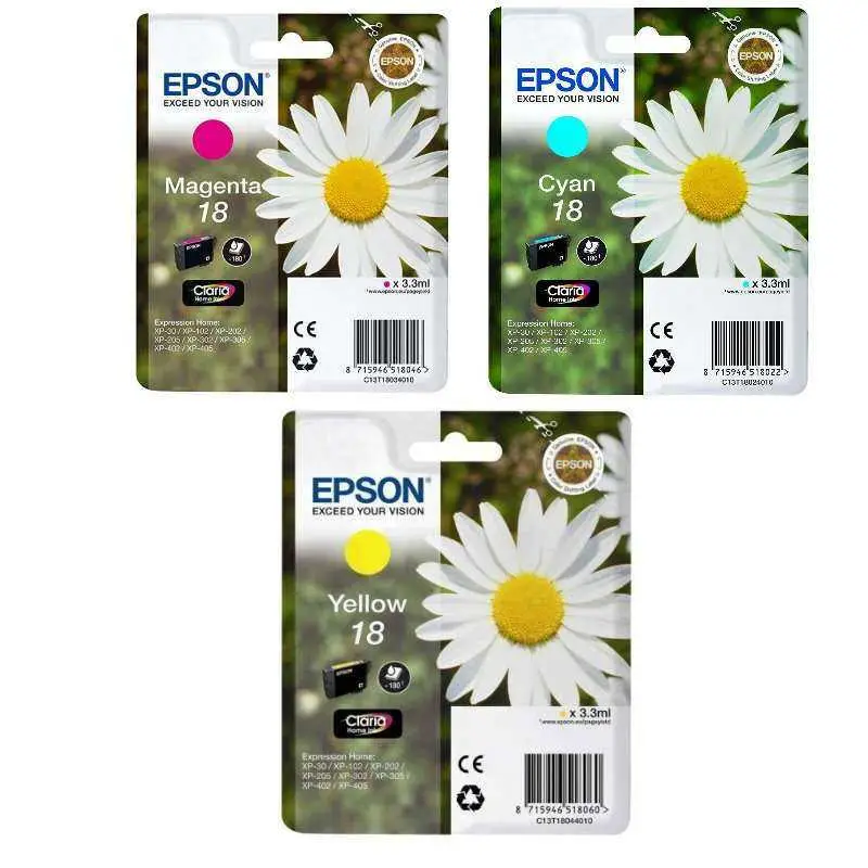 Epson 18 Couleur Pâquerette Pack de 3 Cartouches au meilleur prix