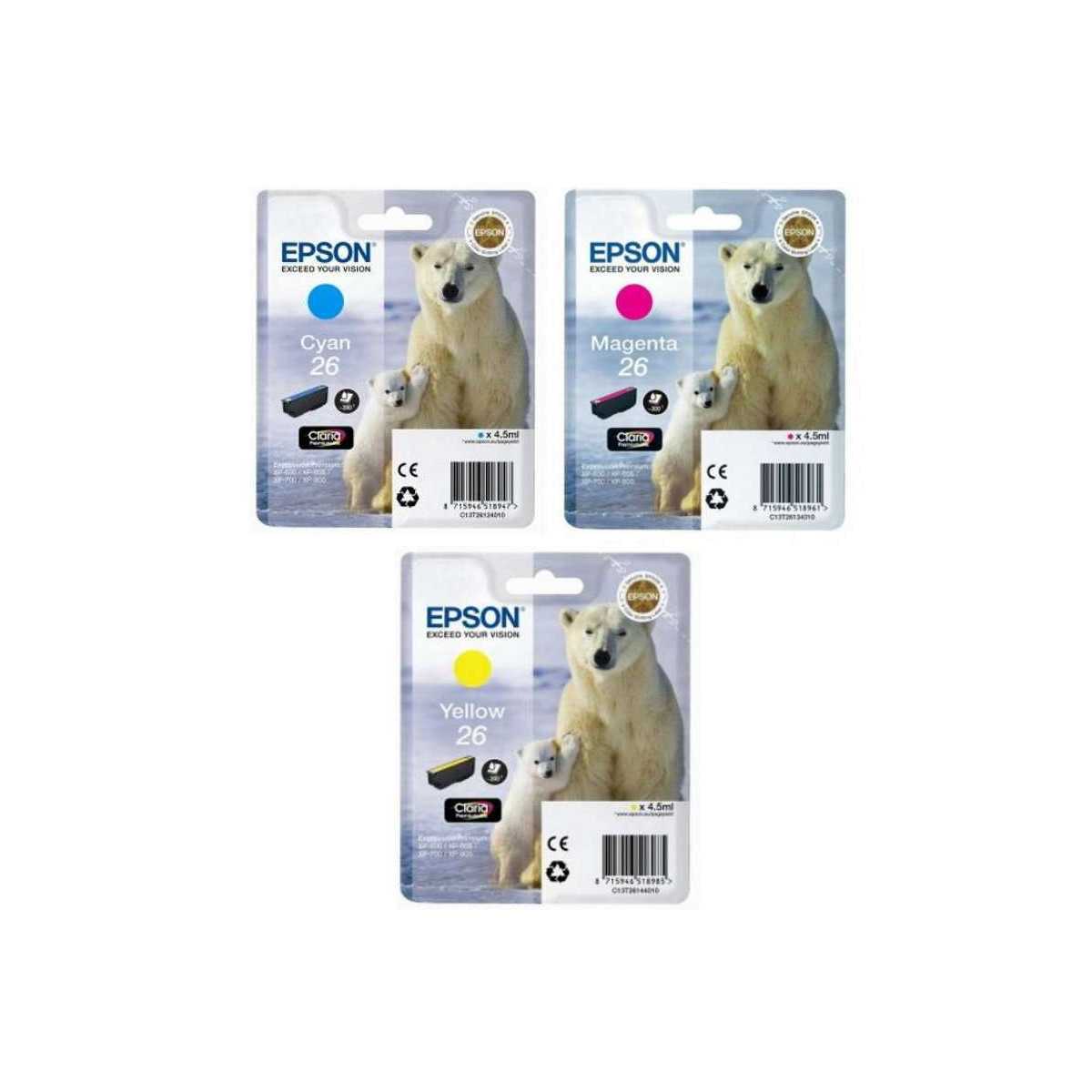 Epson 26 Ours polaire Couleur Pack de 3 cartouches au meilleur prix