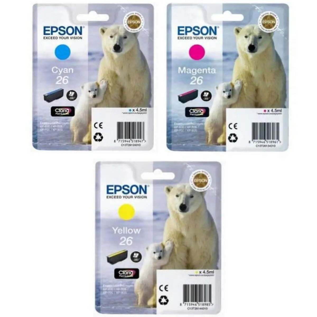 Epson 26 Couleur Ours polaire Pack de cartouches authentiques au meilleur prix