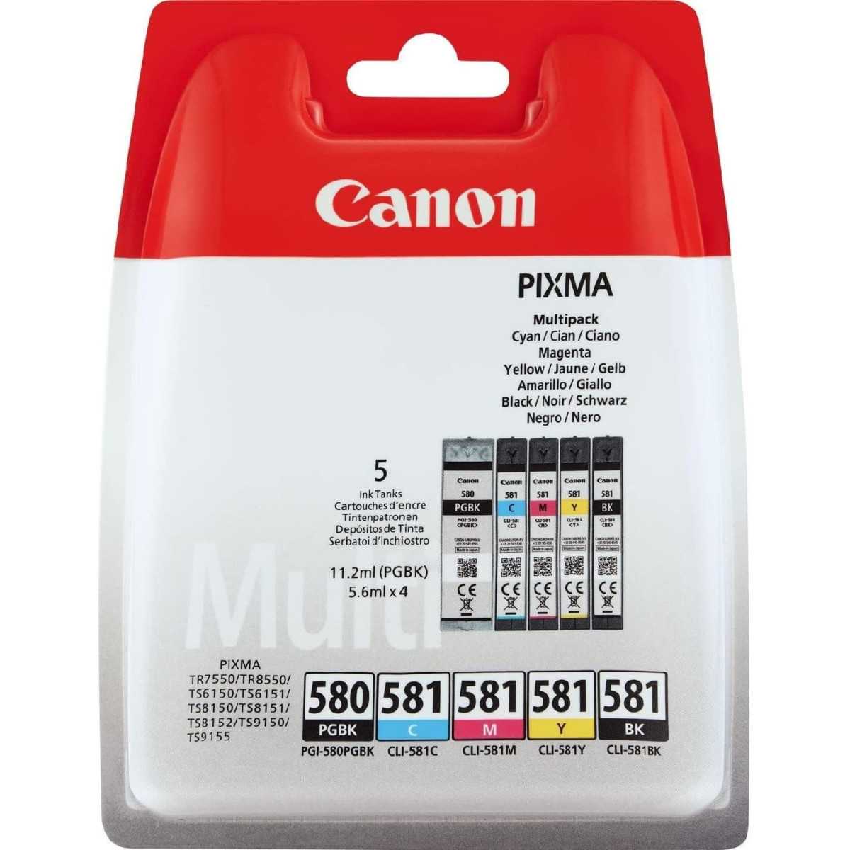 Canon PGI-580/CLI-581 Pack de 5 Cartouches au meilleur prix Canon PGI-580/CLI-581 Pack de 5 Cartouches au meilleur prix