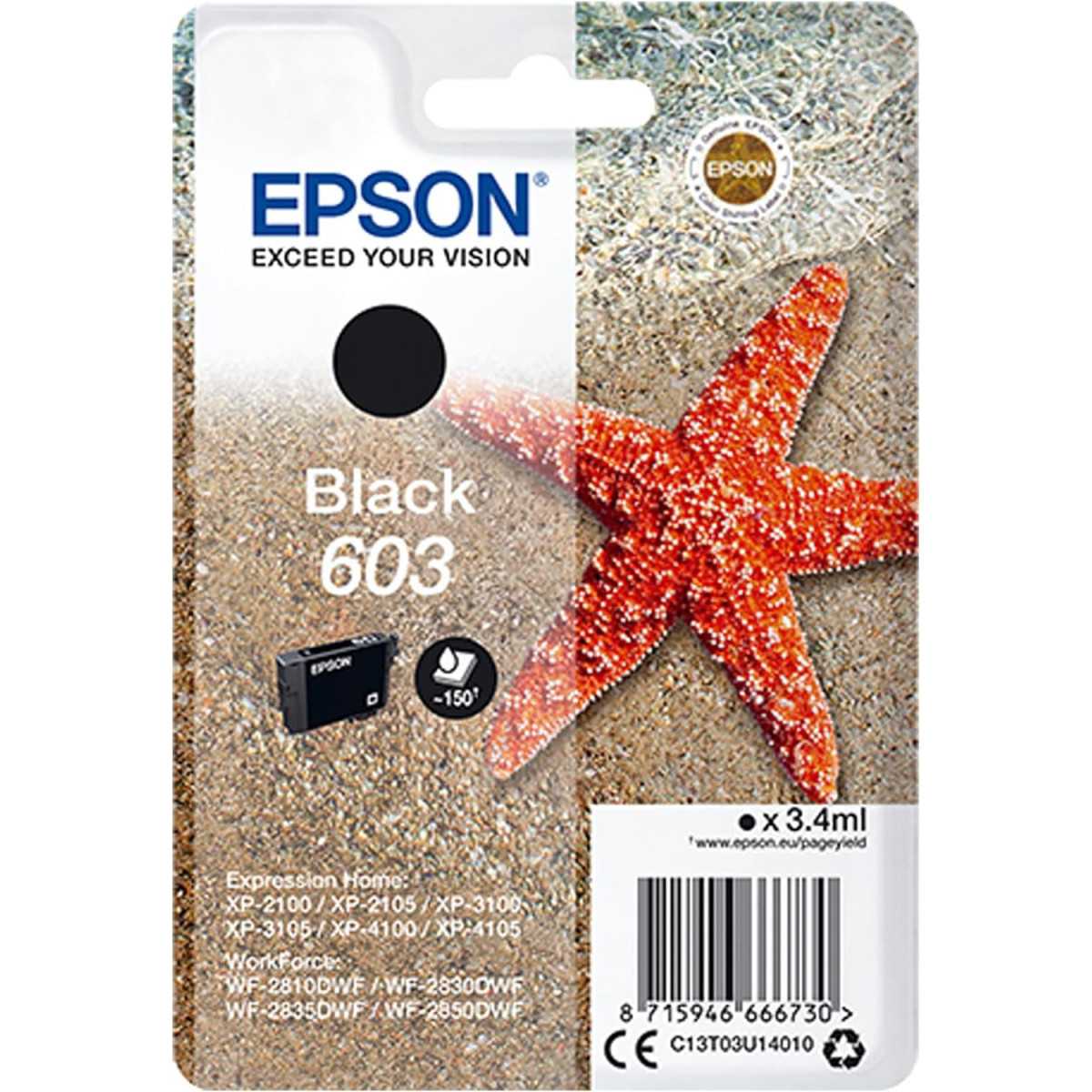 Epson 603 Noir Etoile de Mer Cartouche d'encre au meilleur prix Epson 603 Noir Etoile de Mer Cartouche d'encre au meilleur prix