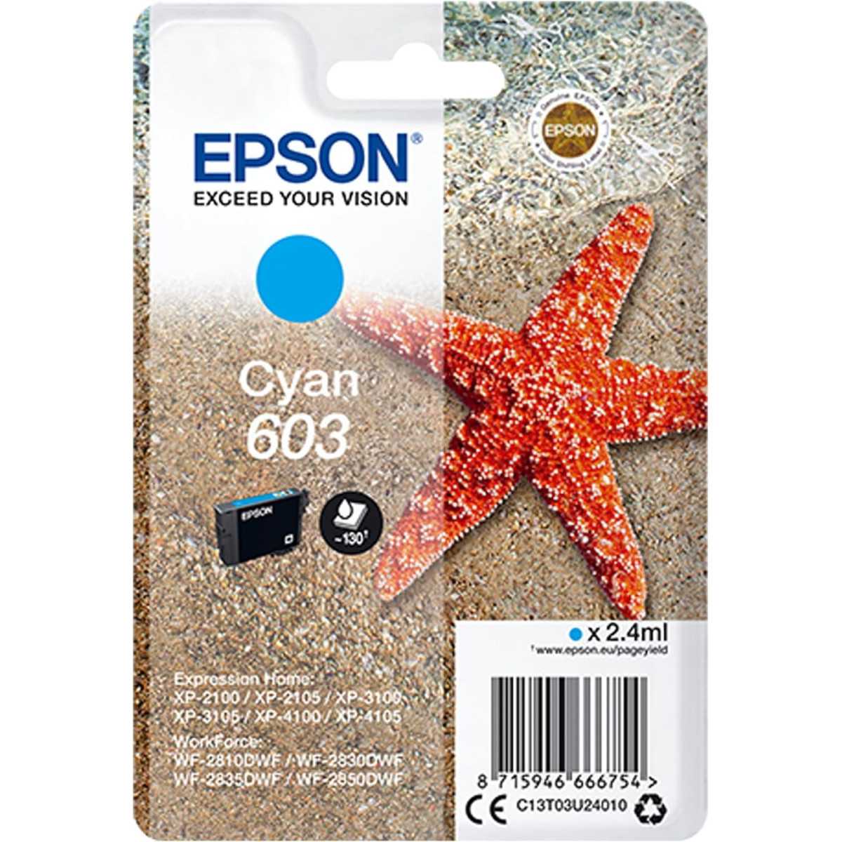 Epson 603 Cyan Etoile de Mer cartouche d'origine au meilleur prix Epson 603 Cyan Etoile de Mer cartouche d'origine au meilleur prix