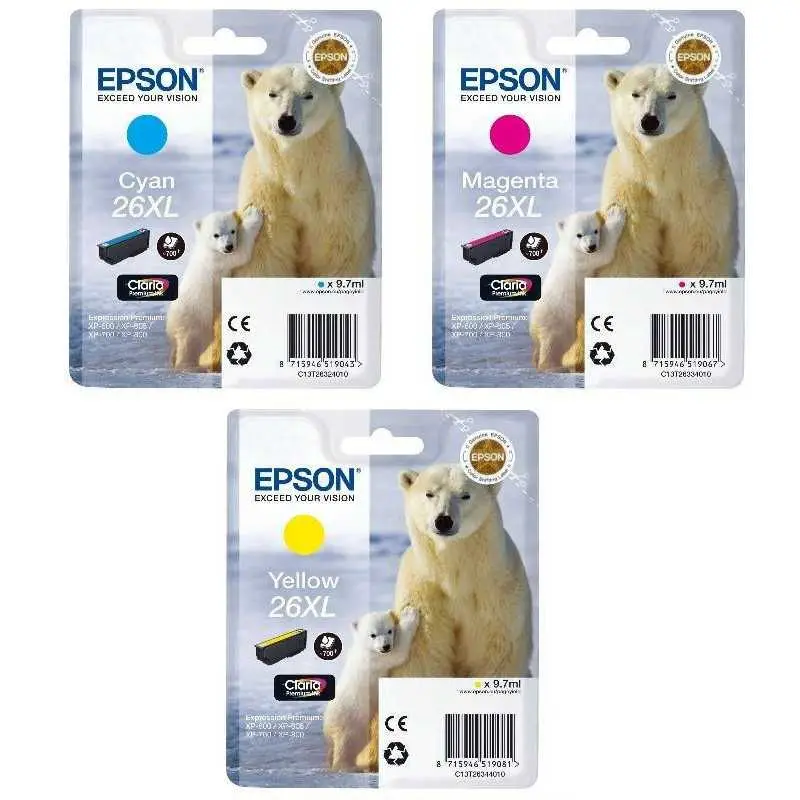 Epson 26XL Ours Polaire Couleur Pack de 3 cartouches au meilleur prix