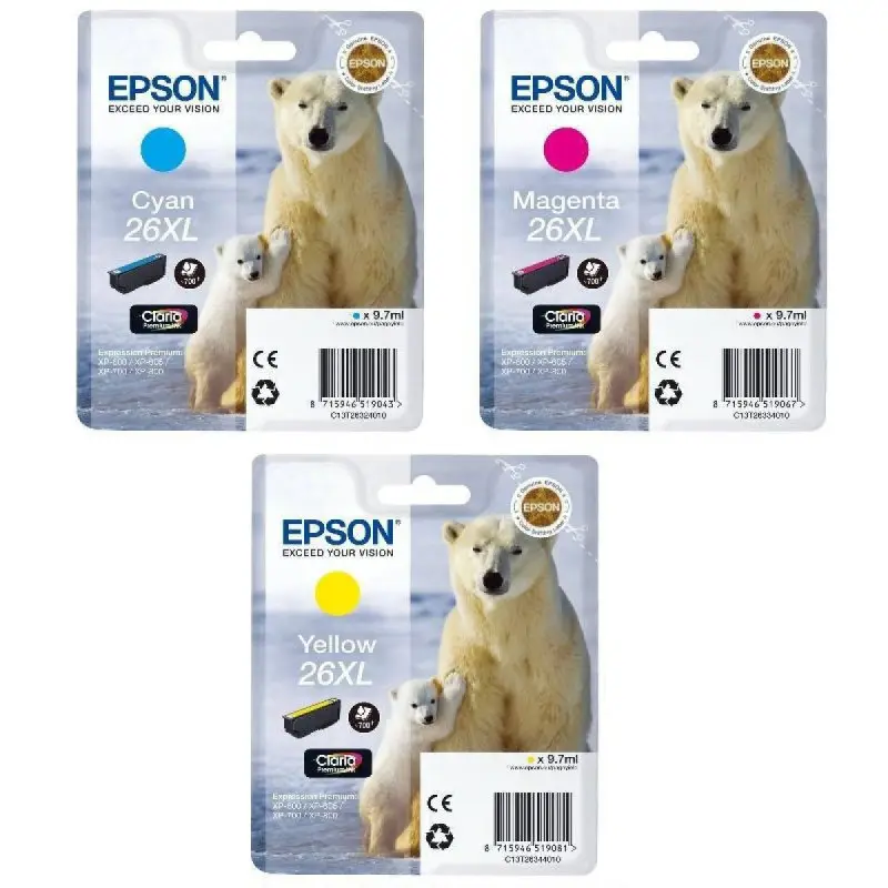 Epson 26XL Couleur Ours Polaire Pack de cartouches authentiques au meilleur prix