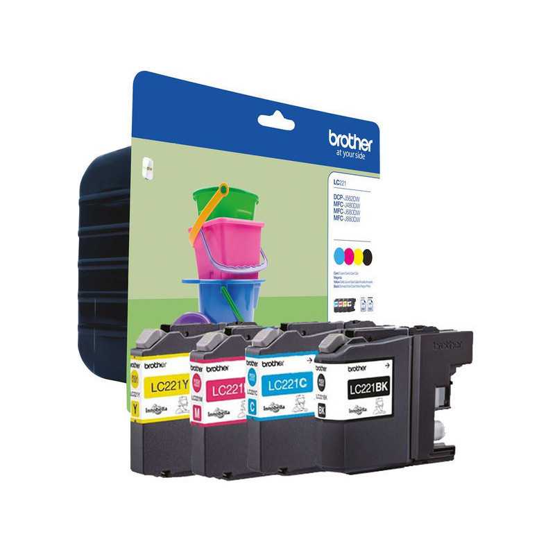 Brother LC221 Noir couleur Pack de 4 cartouches authentiques au meilleur prix