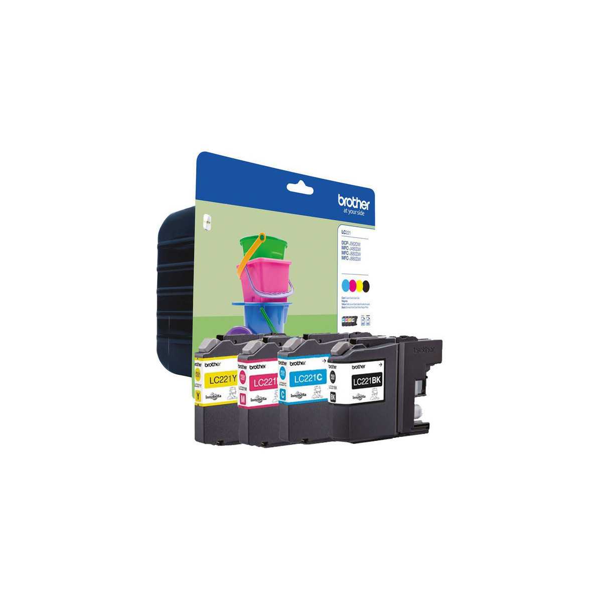 Brother LC221 Noir couleur Pack de 4 cartouches authentiques au meilleur prix Brother LC221 Noir couleur Pack de 4 cartouches authentiques au meilleur prix