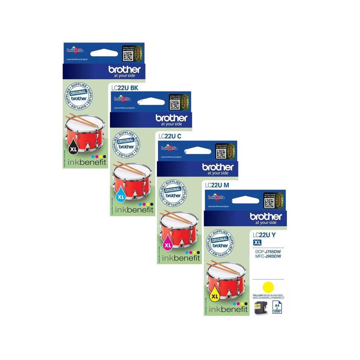 Brother LC22U XL Noir couleur Pack de 4 Cartouches au meilleur prix Brother LC22U XL Noir couleur Pack de 4 Cartouches au meilleur prix