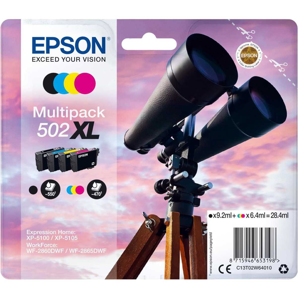 Epson 502XL Noir couleur Pack de 4 Cartouches au meilleur prix Epson 502XL Noir couleur Pack de 4 Cartouches au meilleur prix