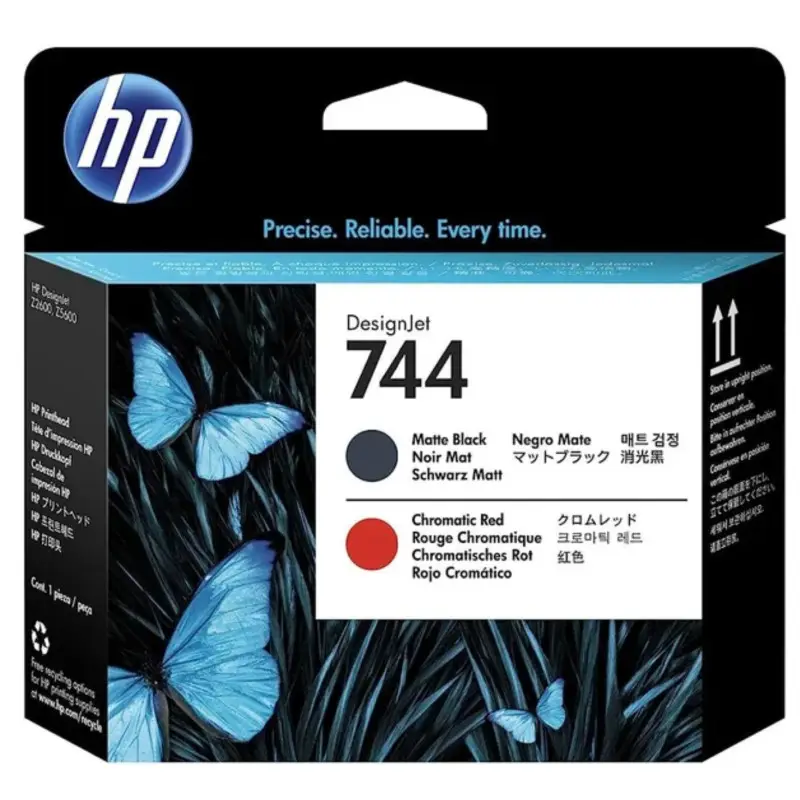HP 744 Noir mat rouge Tête d'impression d'origine - F9J88A