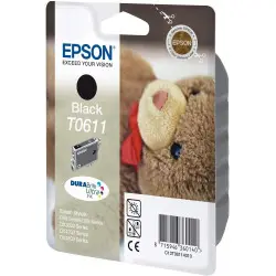 Cartouche d'encre Epson TO611 noire compatible avec les imprimantes Stylus – Impression nette, durable et économique.