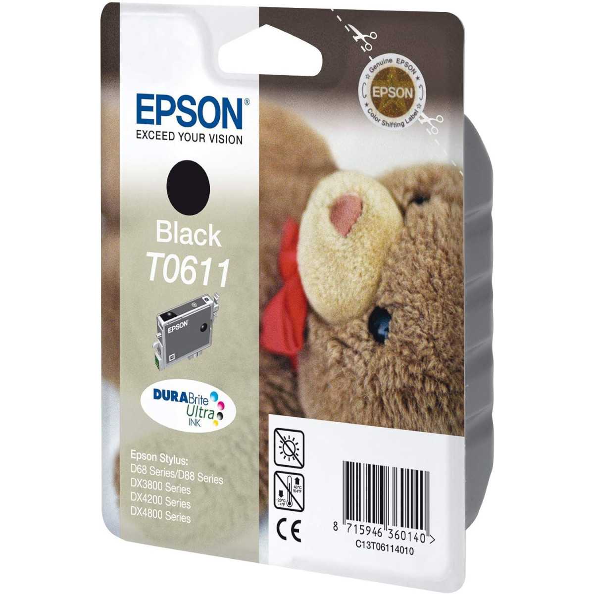 Cartouche d'encre Epson TO611 noire compatible avec les imprimantes Stylus – Impression nette, durable et économique. Cartouche d'encre Epson TO611 noire compatible avec les imprimantes Stylus – Impression nette, durable et économique.