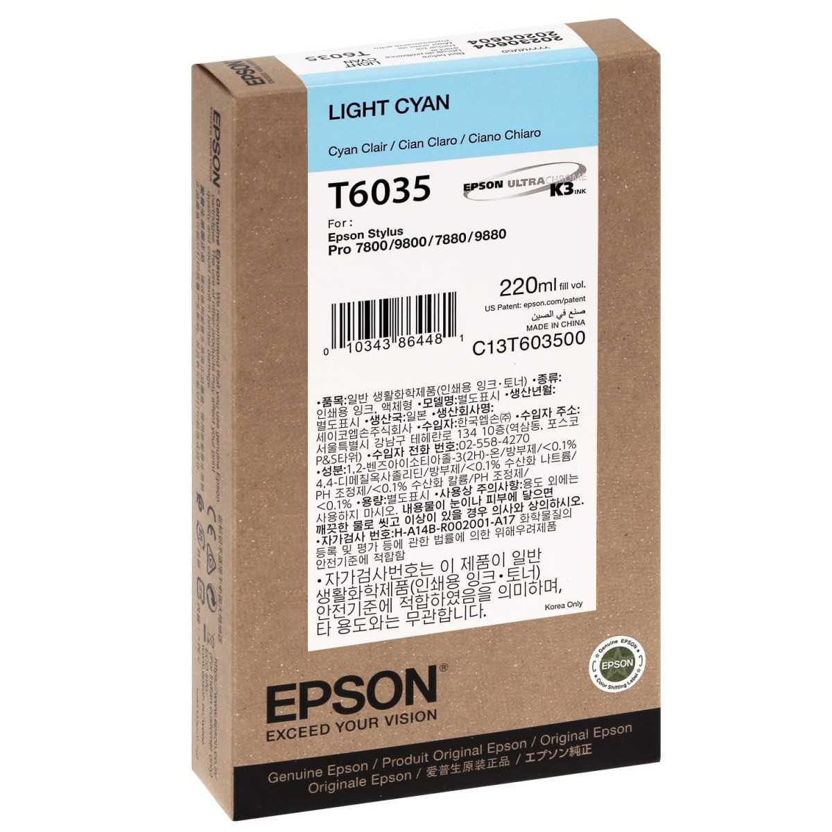 Epson T6035 Cyan clair Cartouche d'encre d'origine Epson T6035 Cyan clair Cartouche d'encre d'origine