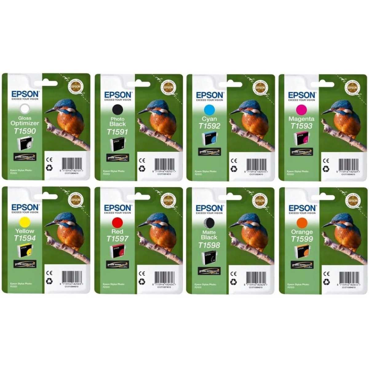 Epson T159 Noir couleur Multipack de 8 Cartouches d'encre d'origine Epson T159 Noir couleur Multipack de 8 Cartouches d'encre d'origine