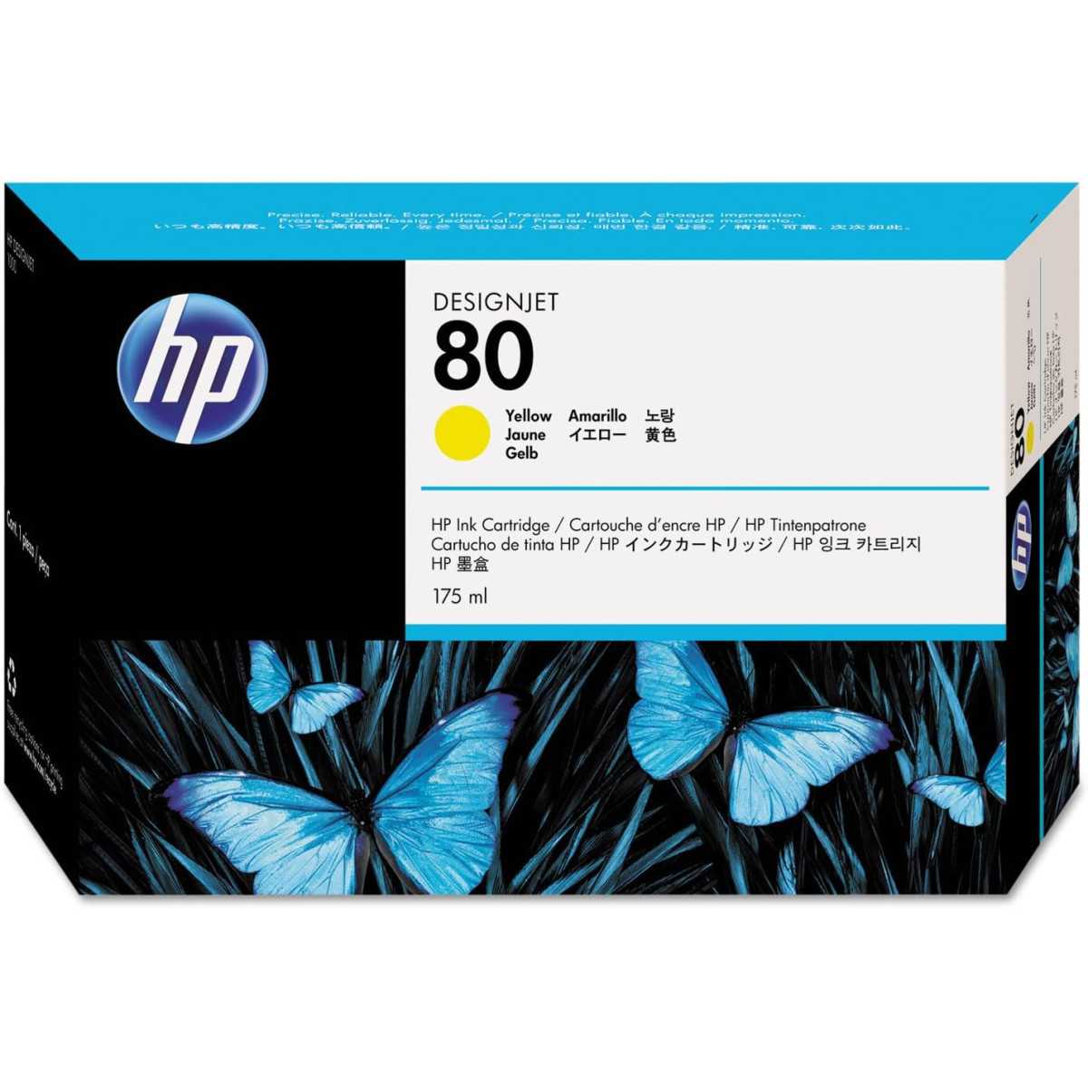 HP 80 Jaune Cartouche d'encre d'origine 175 ml - C4873A HP 80 Jaune Cartouche d'encre d'origine 175 ml - C4873A