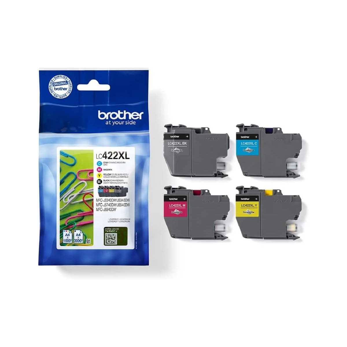 Brother LC422XL Noir couleur Multipack de 4 cartouches d'encre d'origine