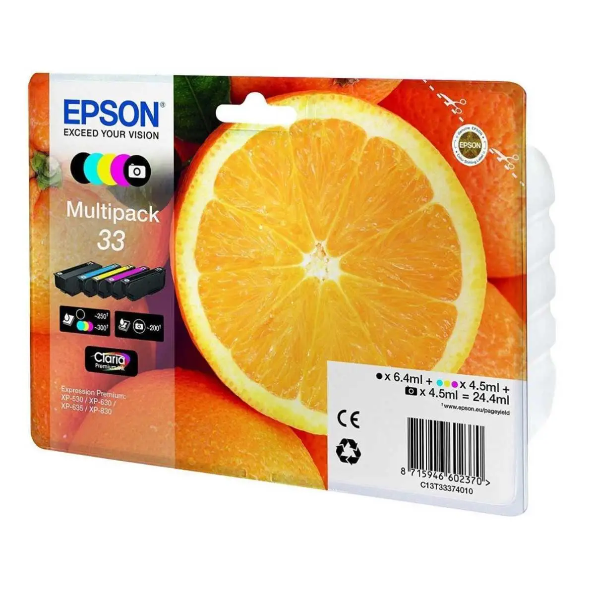 Epson 33 Noir couleur Pack de 5 cartouches d'encre d'origine Epson 33 Noir couleur Pack de 5 cartouches d'encre d'origine