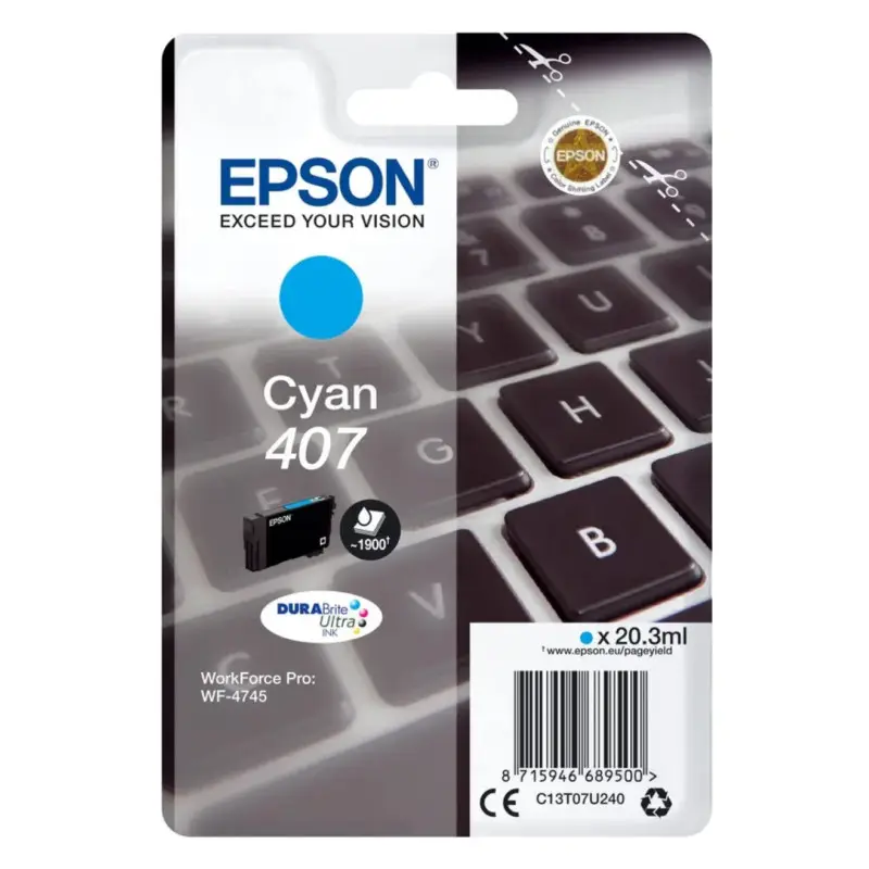 Epson 407 Cyan Clavier Cartouche authentique au meilleur prix
