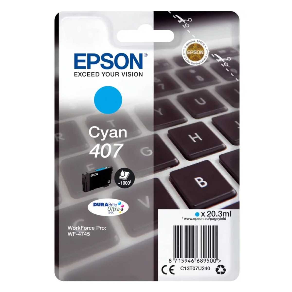 Epson 407 Cyan Clavier Cartouche authentique au meilleur prix
