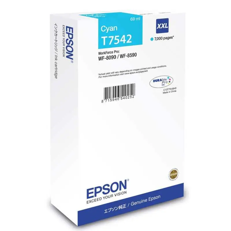 Epson T7542XXL Cyan Cartouche authentique au meilleur prix