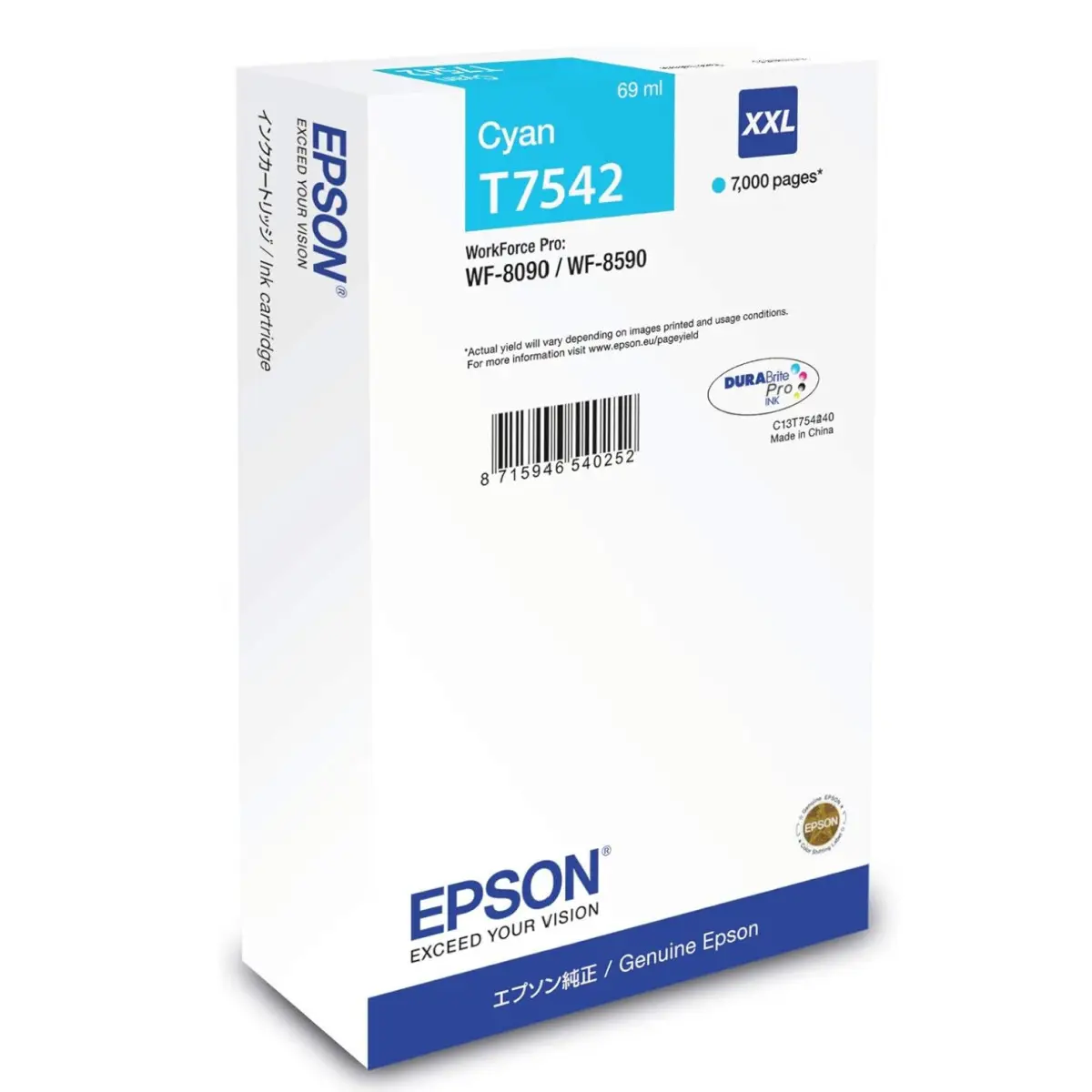 Epson T7542XXL Cyan Cartouche authentique au meilleur prix