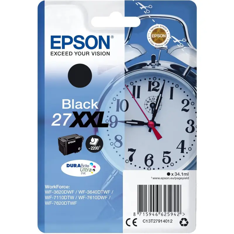 Epson 27XXL Noir Réveil Cartouche pas chère sur cartouches-fr.com